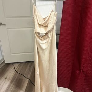 12th Tribe Beige Backless Gown